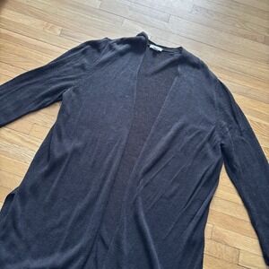 J. Jill Linen Blend Cardigan Sweater Women XL Black Quiet Luxury Minimalist Chic